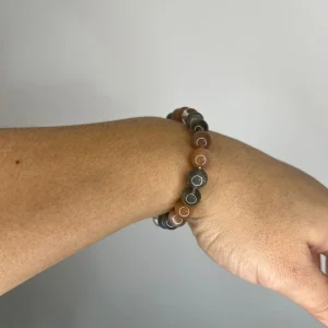 Bracelet labradorite, pierre de soleil , cristal de roche